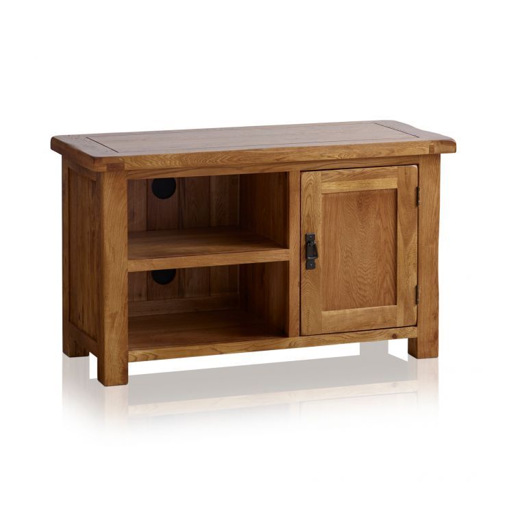 Original Rustic Tv Cabinet In Solid Oak | Oak Furniture Land Inside Kemble For Tvs Up To  (View 3 of 15)