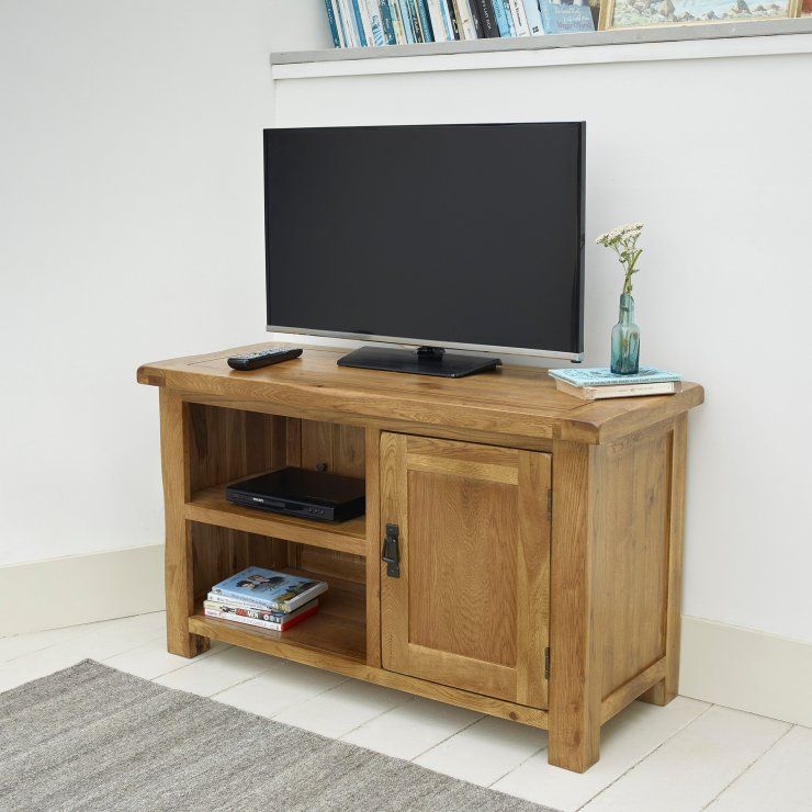Original Rustic Tv Cabinet In Solid Oak | Oak Furniture Land With Regard To Rustic Tv Cabinets (Photo 4 of 15)