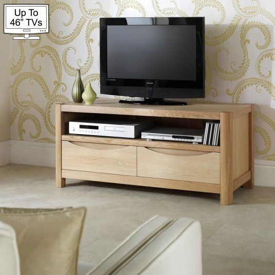 Oslo Light Oak Tv Stand With Two Drawers For Up To 46" Tvs With Dillon Tv Stands Oak (View 15 of 15)