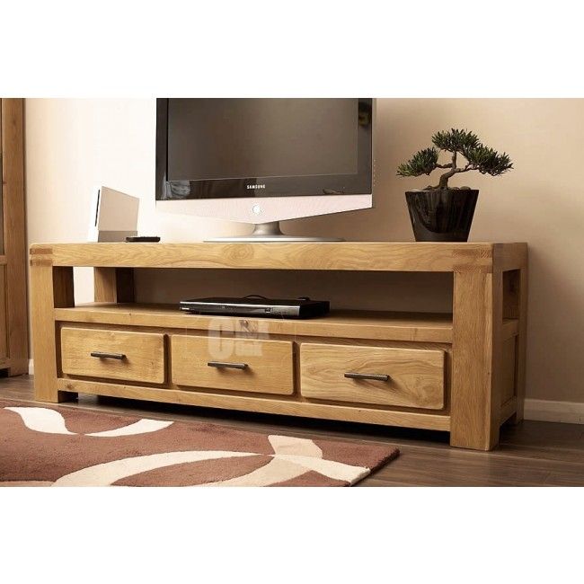 Oslo Oak Rustic Oak Large Tv Stand Cabinet | Click Oak With Long Tv Stands Furniture (View 9 of 15)