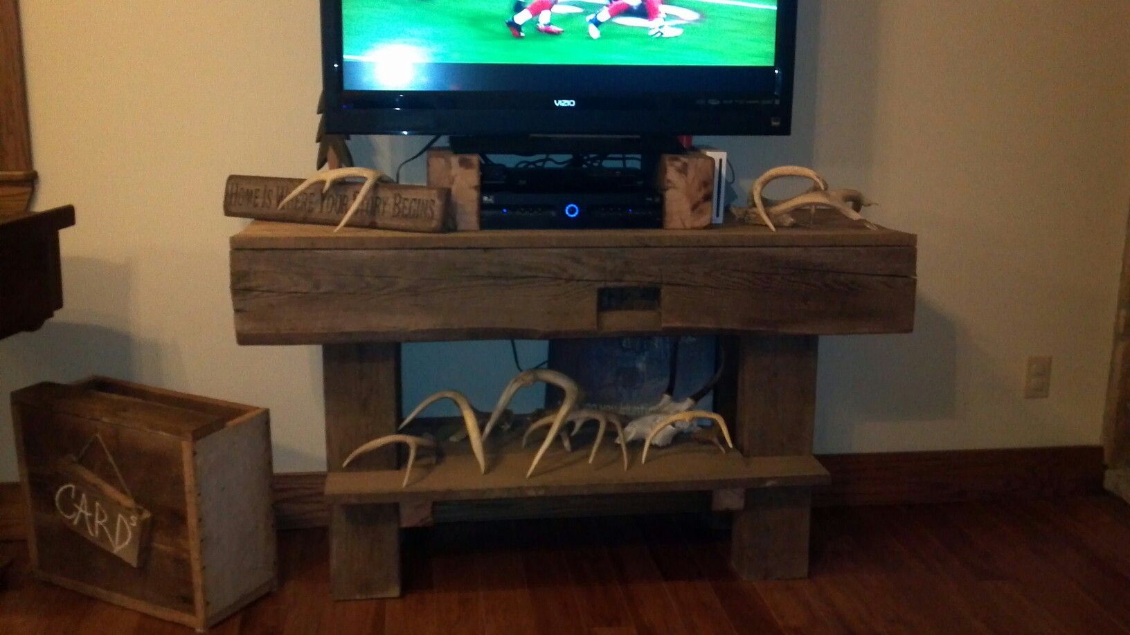 Our Tv Stand Out Of Barn Beams | Home Crafts, Barn Beams Intended For Beam Through Tv Stand (View 15 of 15)