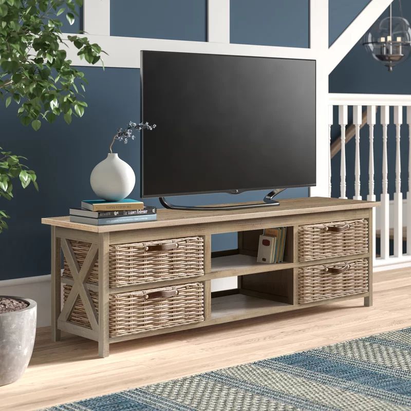 Owston Solid Wood Tv Stand For Tvs Up To 65 Inches In 2020 Inside Woven Paths Open Storage Tv Stands With Multiple Finishes (Photo 11 of 15)