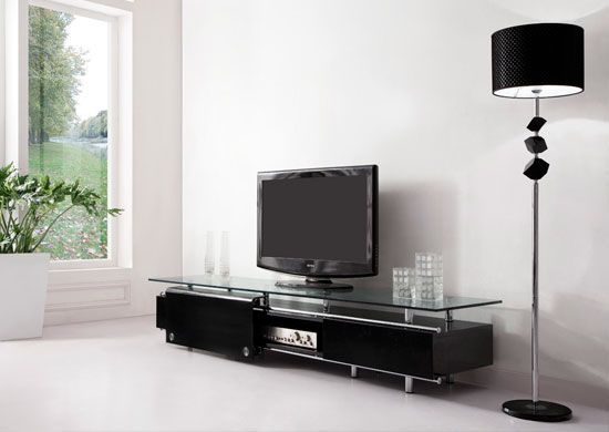 'oxygen'' Ultra Chic, Contemporary Glass Tv Stand Black Regarding Modern Black Floor Glass Tv Stands With Mount (Photo 12 of 15)