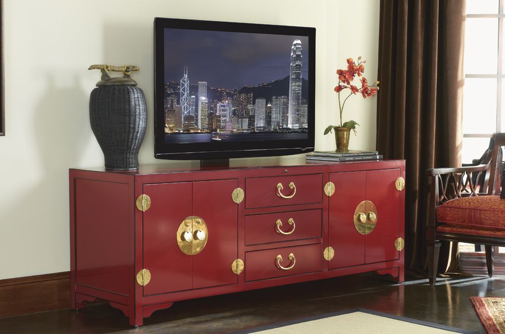 Pacifica Tv Console / Media Unit (studio Red Finish Intended For Asian Tv Cabinets (View 3 of 15)
