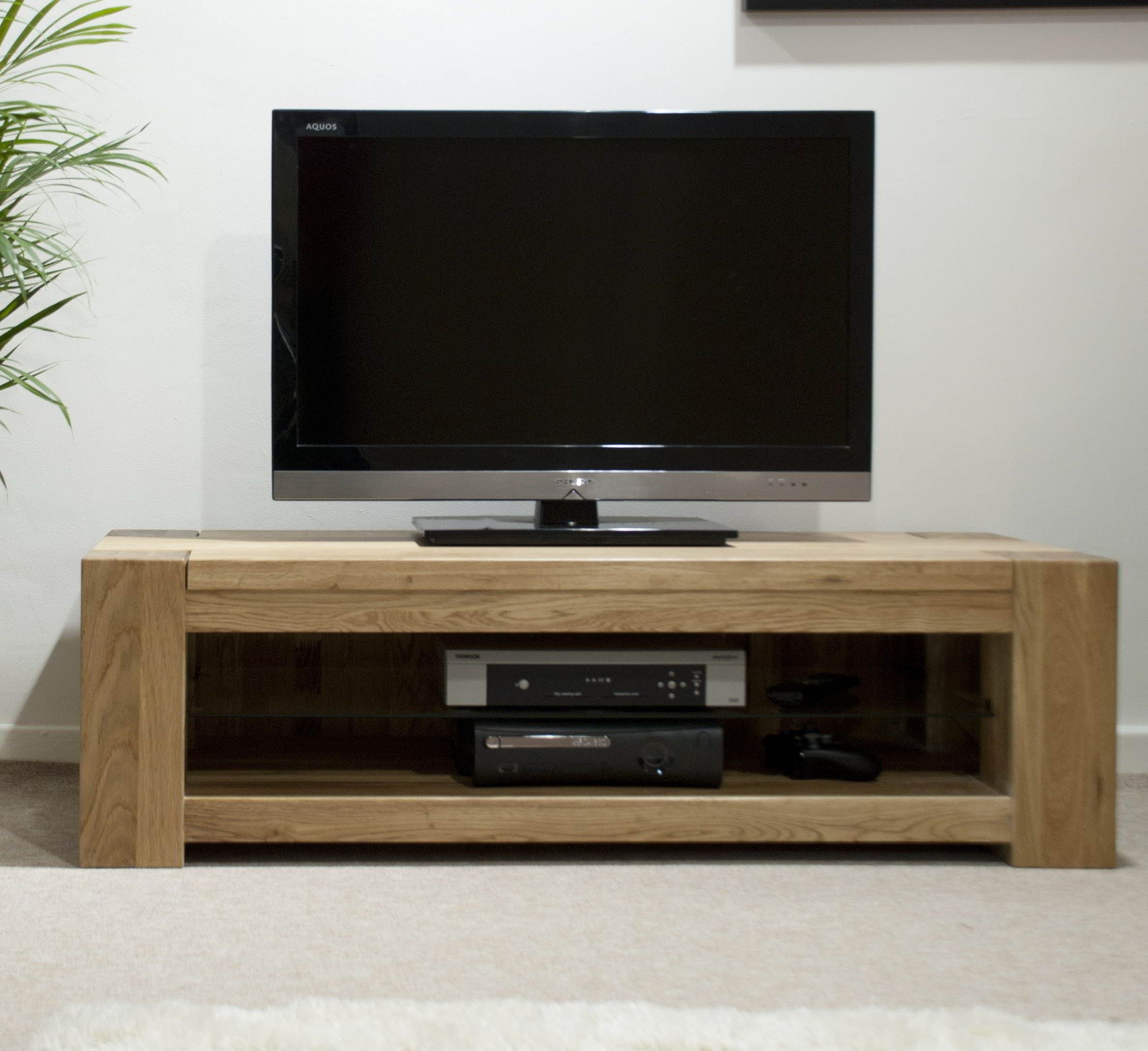 Padova Solid Oak Furniture Plasma Television Cabinet Stand With Regard To Long Low Tv Stands (View 5 of 15)