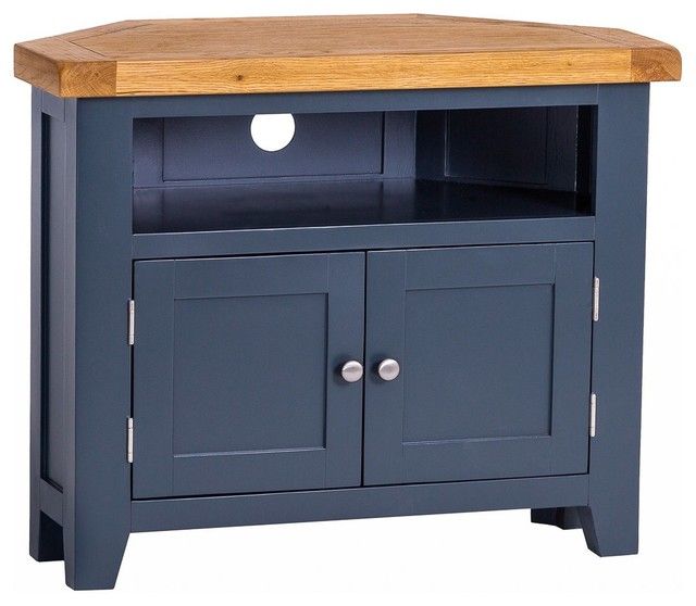 Padstow Painted Oak Corner Tv Unit – Country – Tv Stands Intended For Samira Corner Tv Unit Stands (View 10 of 15)