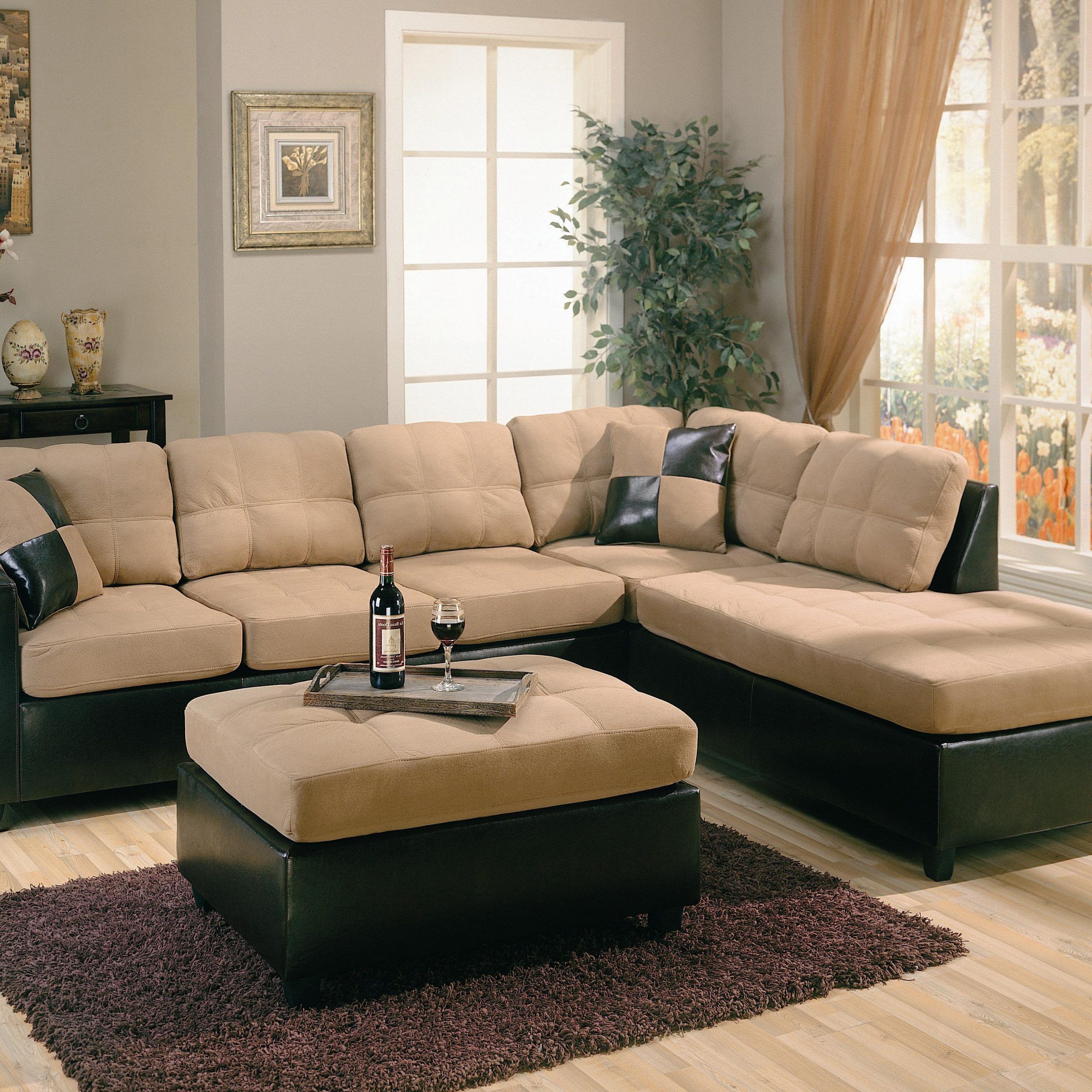 Page Title Inside Bonded Leather All In One Sectional Sofas With Ottoman And 2 Pillows Brown (View 10 of 15)
