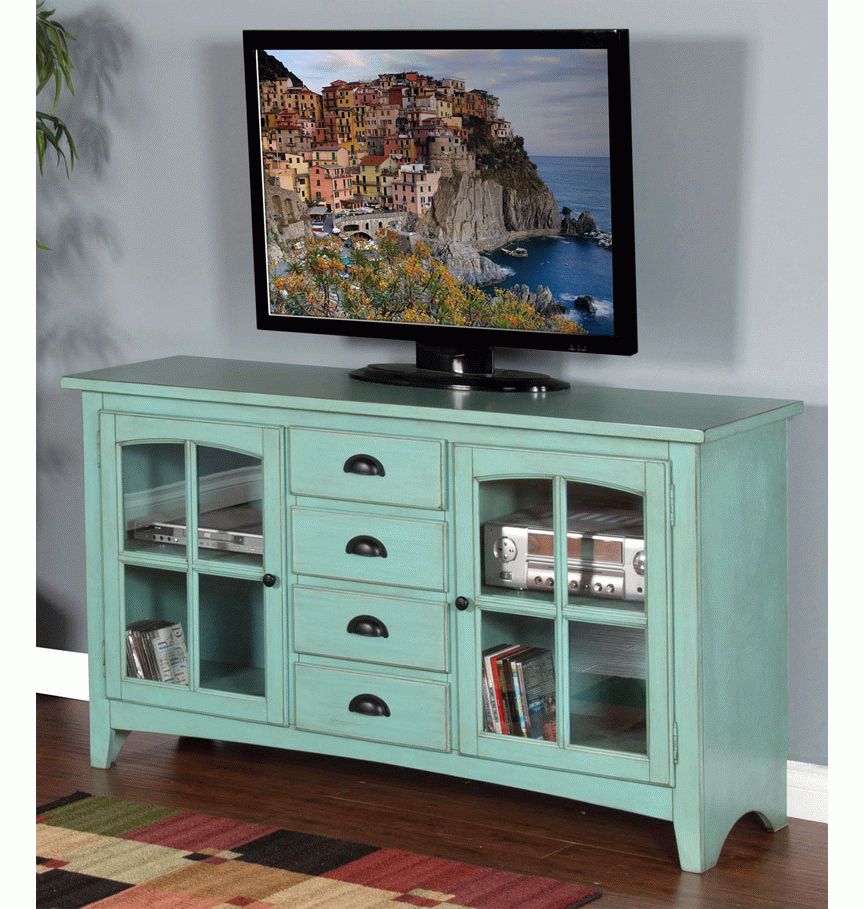 Painted Blue Tv Console, Blue Painted Tv Console, Egg Blue In Green Tv Stands (Photo 9 of 15)
