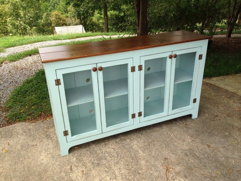 Painted Media Console Something Blue Aged Tv Stand Painted Pertaining To Painted Tv Stands (View 14 of 15)