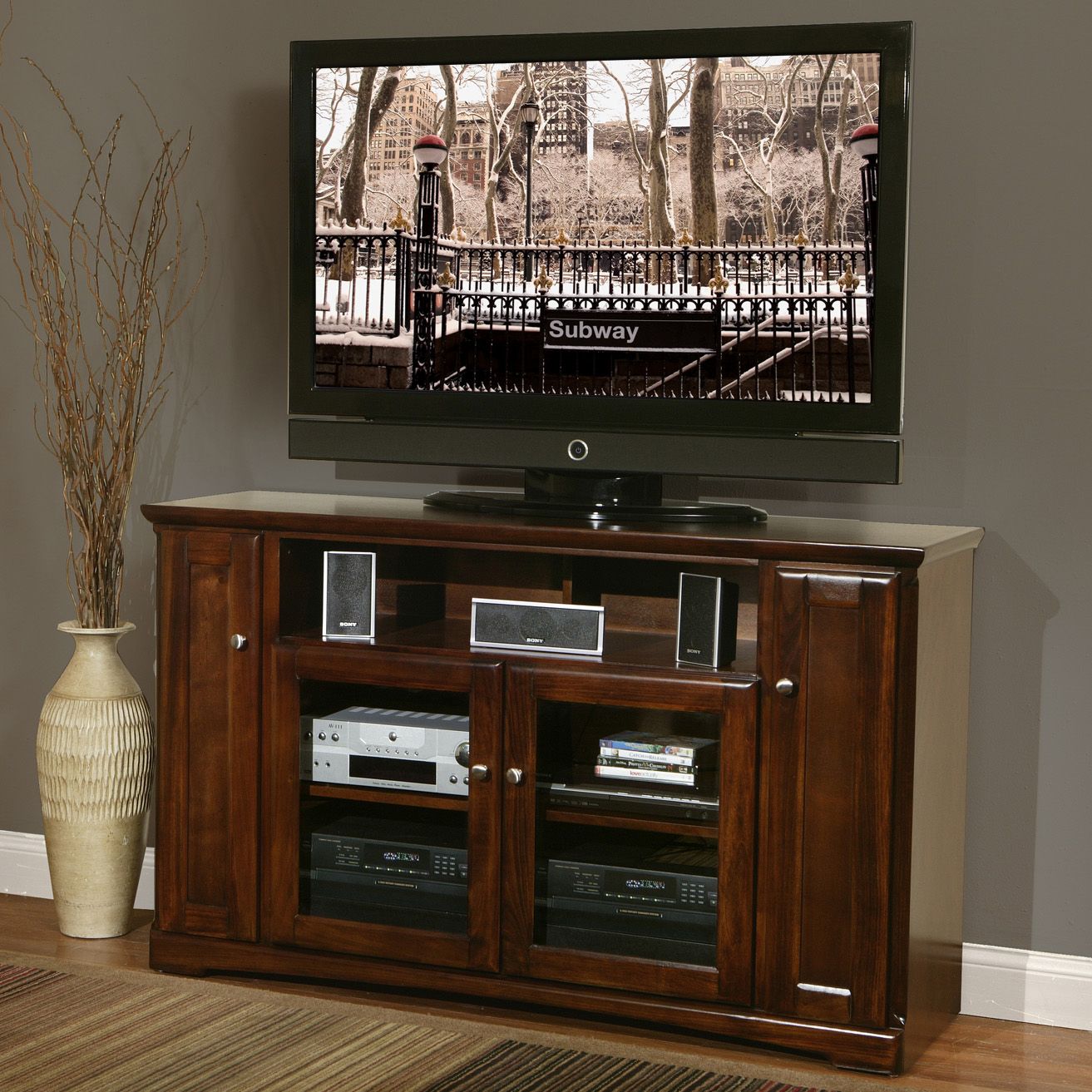 Park View 60 Inch Tv Stand Tallkathy Ireland At Hayneedle Inside Tv Stand Tall Narrow (View 2 of 15)