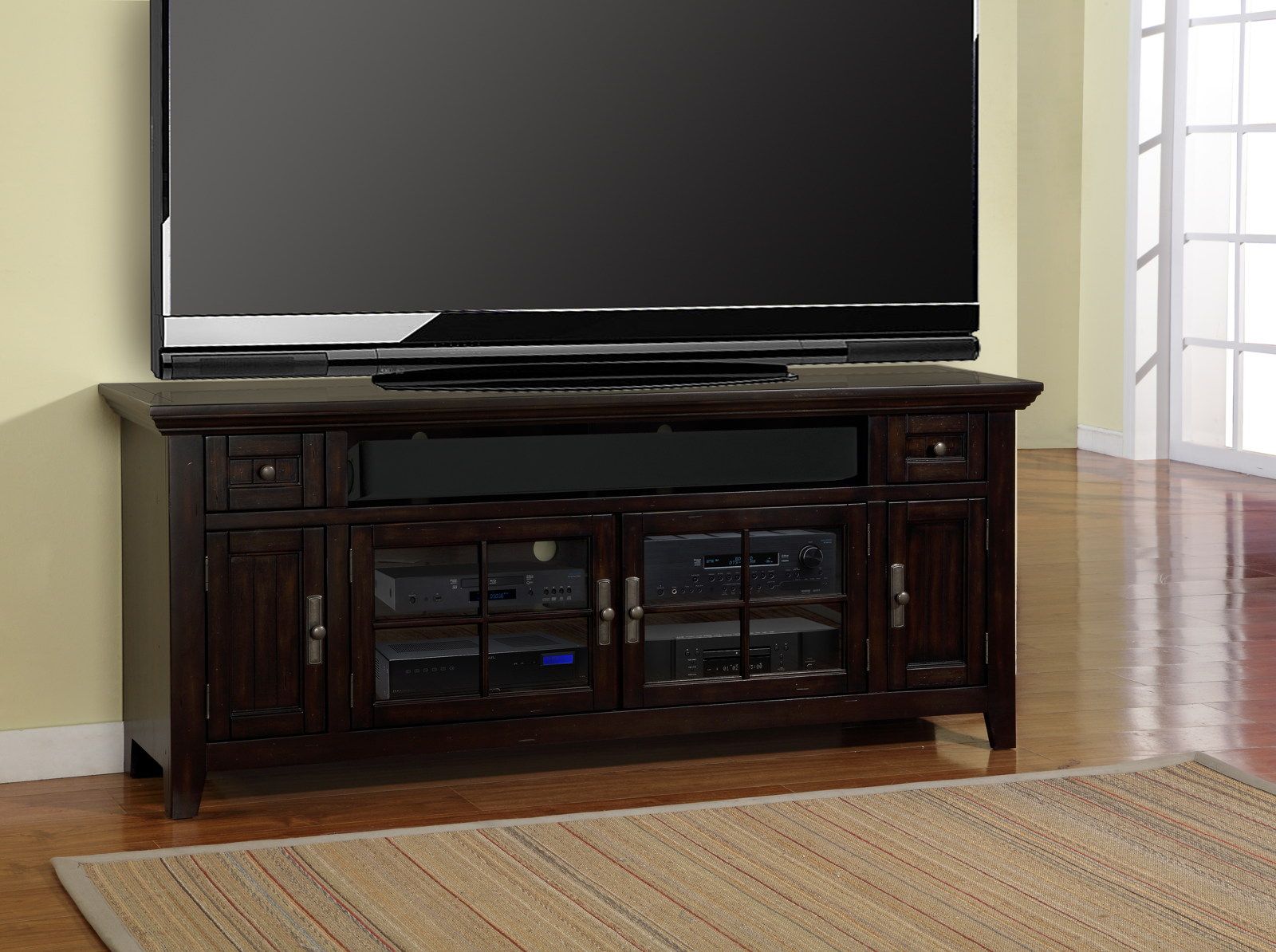 Parker House Tahoe 72" Tv Console In Vintage Black Tah#72 Intended For Jackson Corner Tv Stands (View 9 of 15)