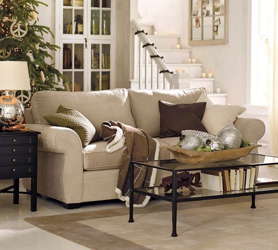 Pearce Roll Arm Upholstered Sofa | Pottery Barn Pertaining To Camila Poly Blend Sectional Sofas Off White (View 12 of 15)
