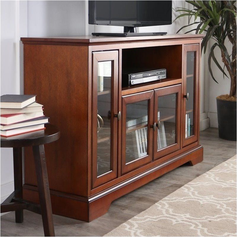 Pemberly Row 52" Highboy Style Wood Tv Stand In Rustic Intended For Brown Tv Stands (View 9 of 15)