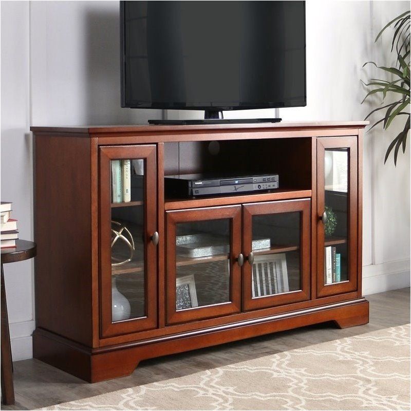 Pemberly Row 52" Highboy Style Wood Tv Stand In Rustic With Regard To Rustic Looking Tv Stands (View 3 of 15)