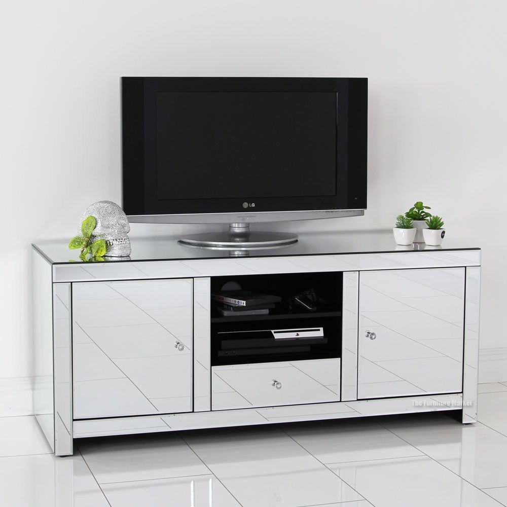 Pin On Home Decor With Regard To Fitzgerald Mirrored Tv Stands (Photo 3 of 15)