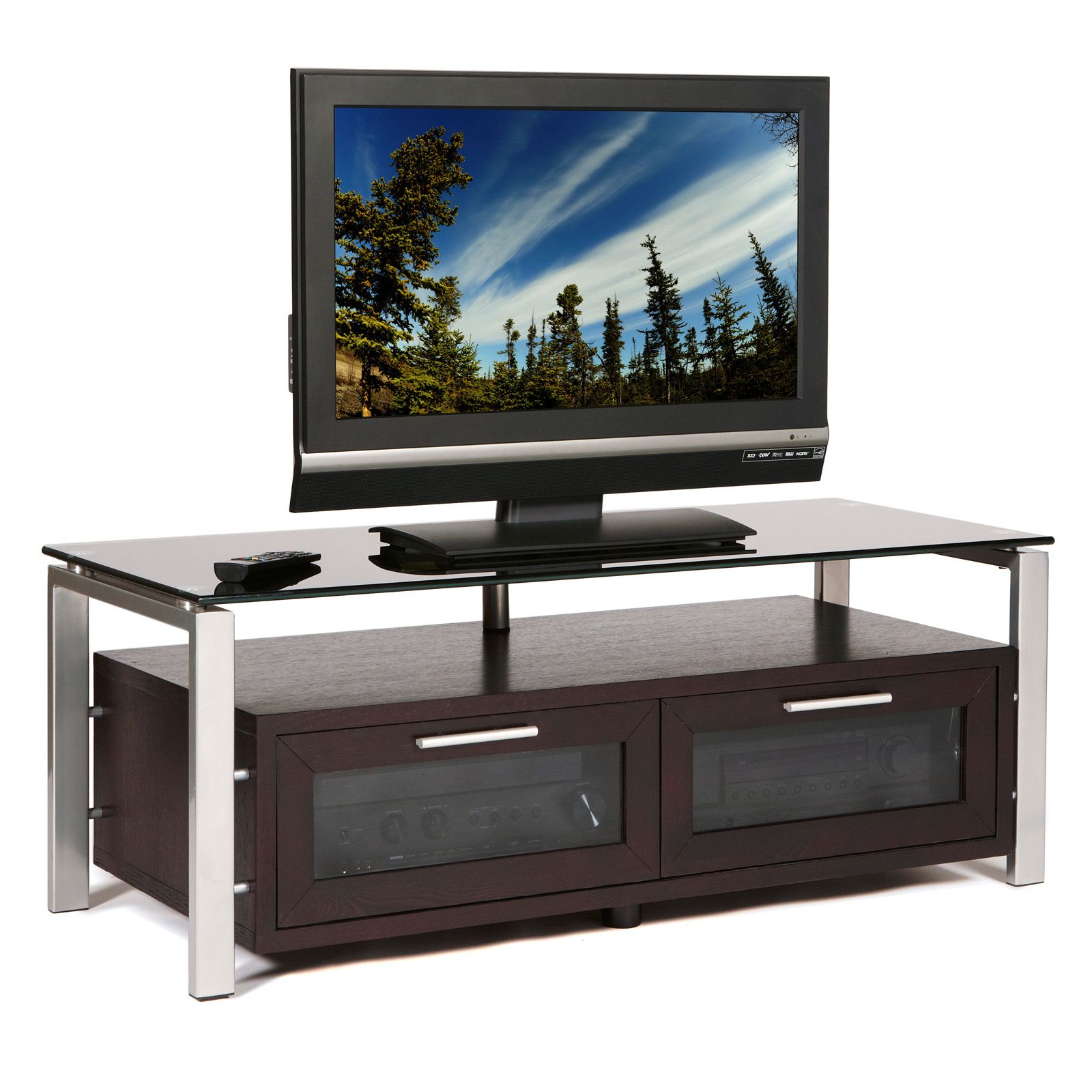 Plateau Decor 50 Inch Tv Stand In Espresso/black And In Tv Stands Fwith Tv Mount Silver/black (View 3 of 15)