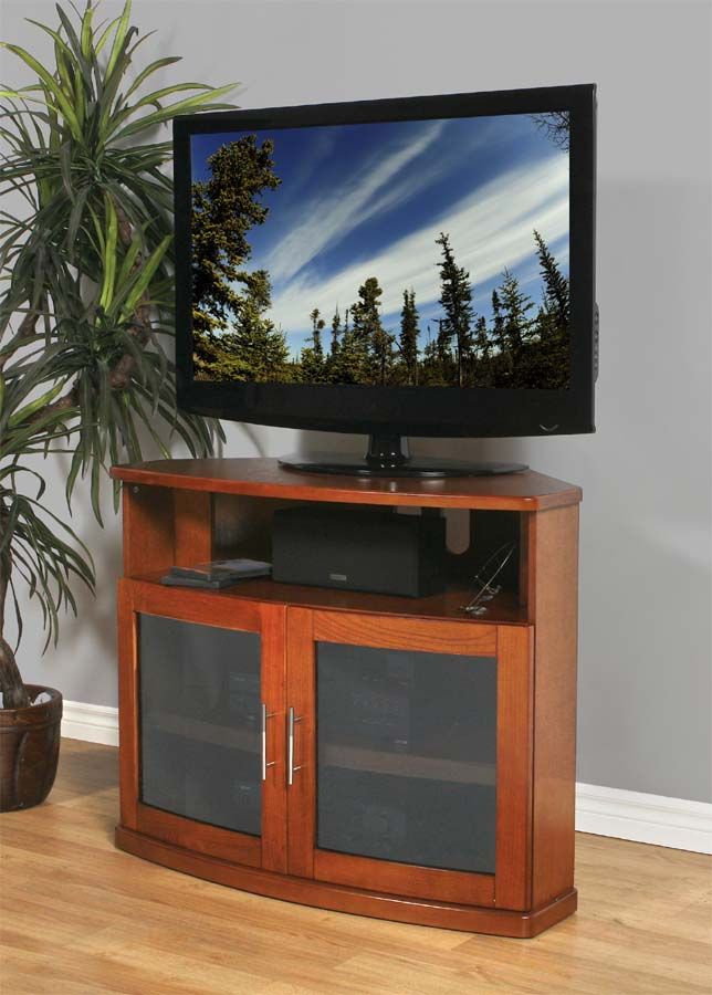 Plateau Newport 40 Walnut Wood Tv Cabinet With Glass Doors For Walnut Tv Cabinets With Doors (View 15 of 15)