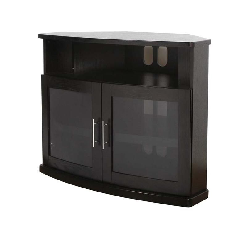 Plateau Newport Series Corner Wood Tv Cabinet With Glass Regarding Corner Tv Cabinets With Glass Doors (View 13 of 15)