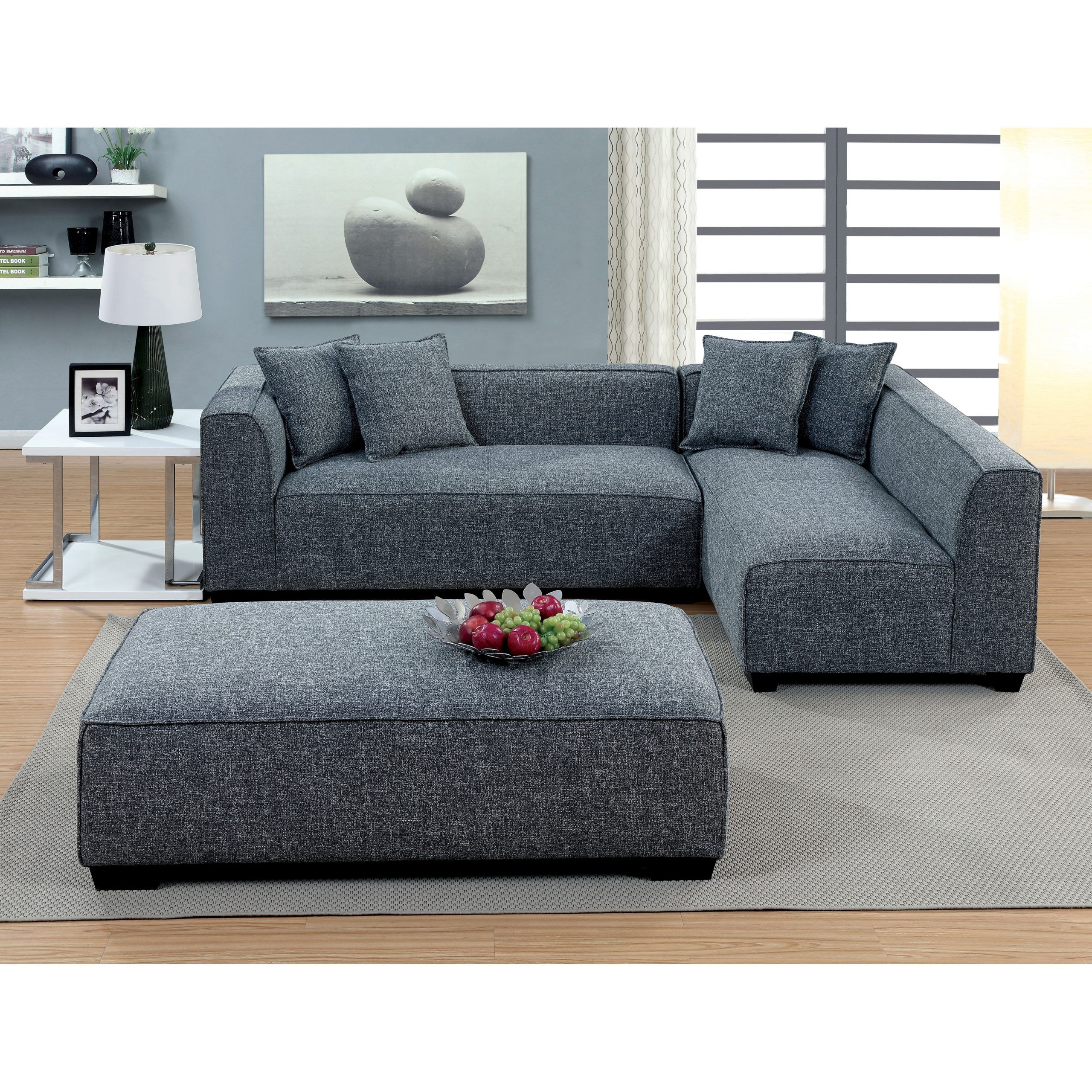 Plush Sectional Sofa Furniture Of America Misha Within 2pc Luxurious And Plush Corduroy Sectional Sofas Brown (View 1 of 15)