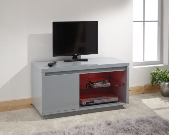 Polar Gloss Grey Led Tv Stand – One Stop Furniture Online With Regard To Red Gloss Tv Stands (View 6 of 15)