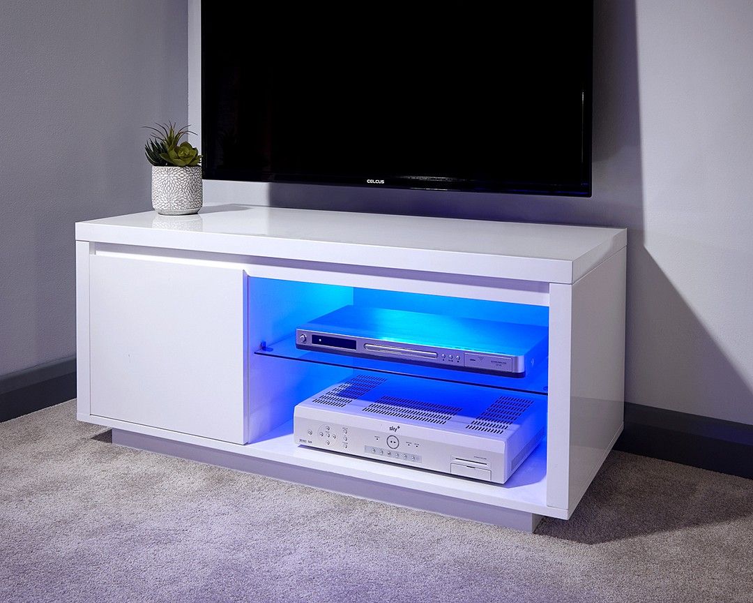 Polar Gloss White Led Tv Stand – One Stop Furniture Online Intended For 57&#039;&#039; Led Tv Stands Cabinet (View 10 of 15)