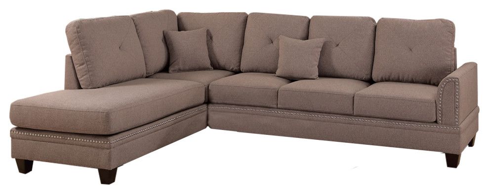 Polyfiber 2 Piece Sectional Set With Nail Head Trims In Within 2pc Polyfiber Sectional Sofas With Nailhead Trims Gray (View 1 of 15)