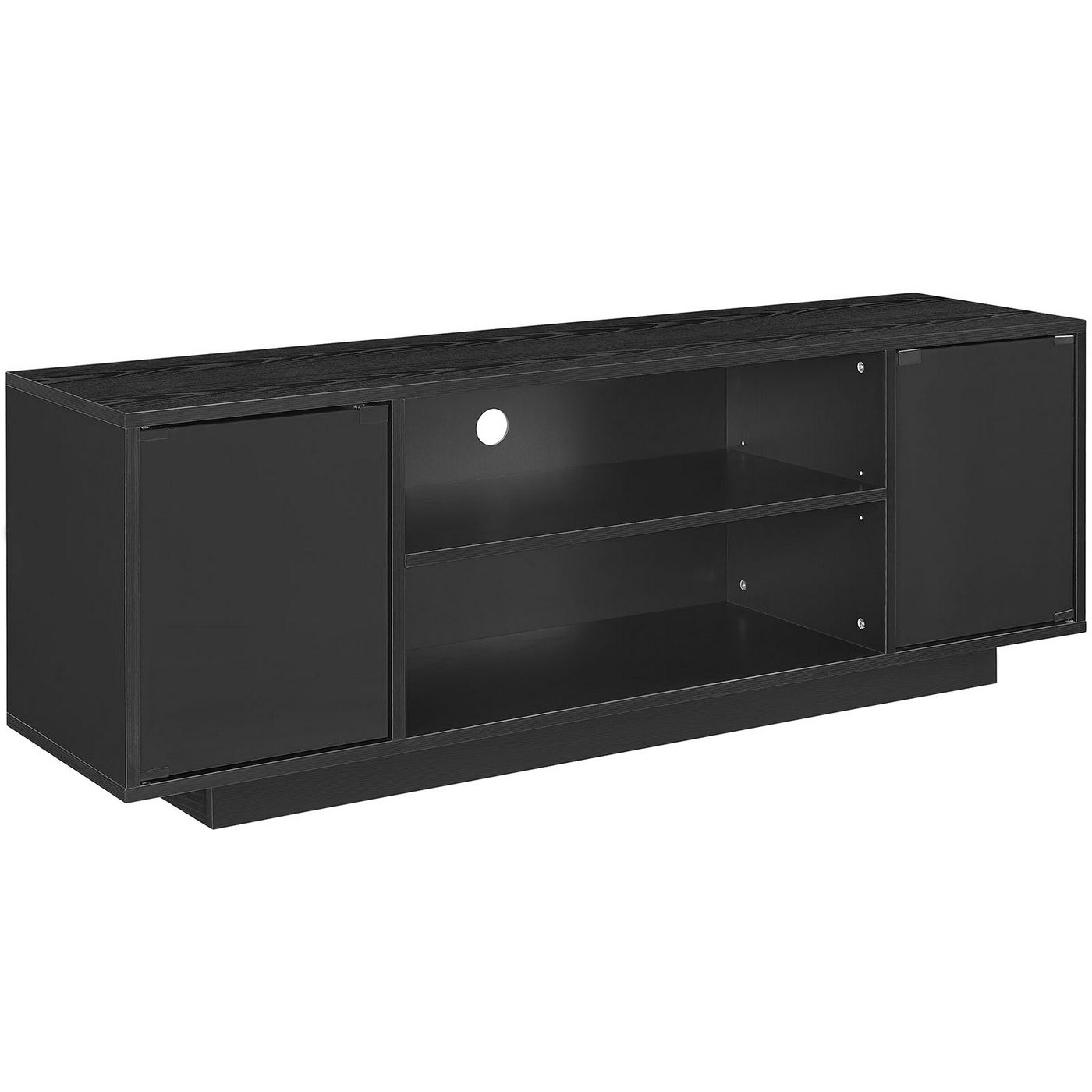 Portal Contemporary 60" Tv Stand With Glass Doors Regarding Contemporary Black Tv Stands (View 15 of 15)
