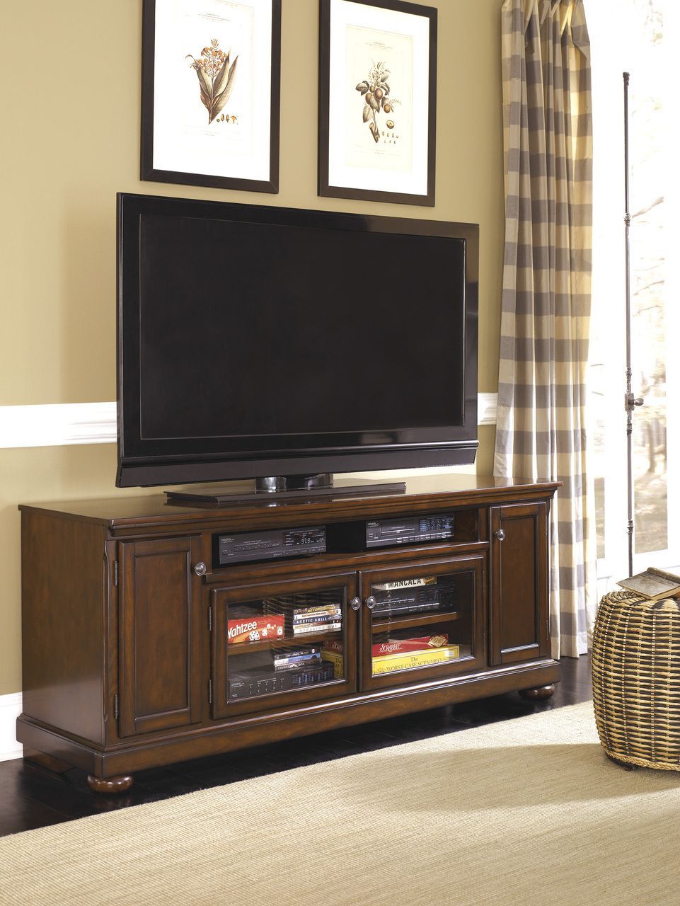Porter 72" Extra Large Tv Stand: Rustic Brown – Orange Inside Extra Long Tv Units (Photo 2 of 15)