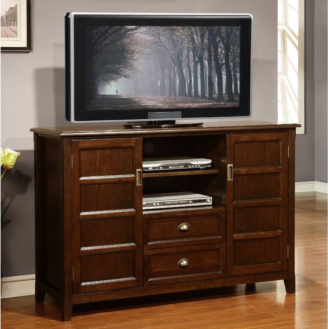 Portland Collection Espresso Brown Tall Tv Stand Throughout Dark Brown Corner Tv Stands (Photo 10 of 15)
