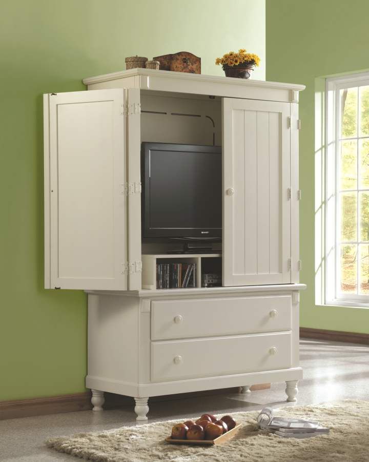 Pottery Old World White Wood Tv Armoire | The Classy Home Regarding Wood Tv Armoire (Photo 12 of 15)
