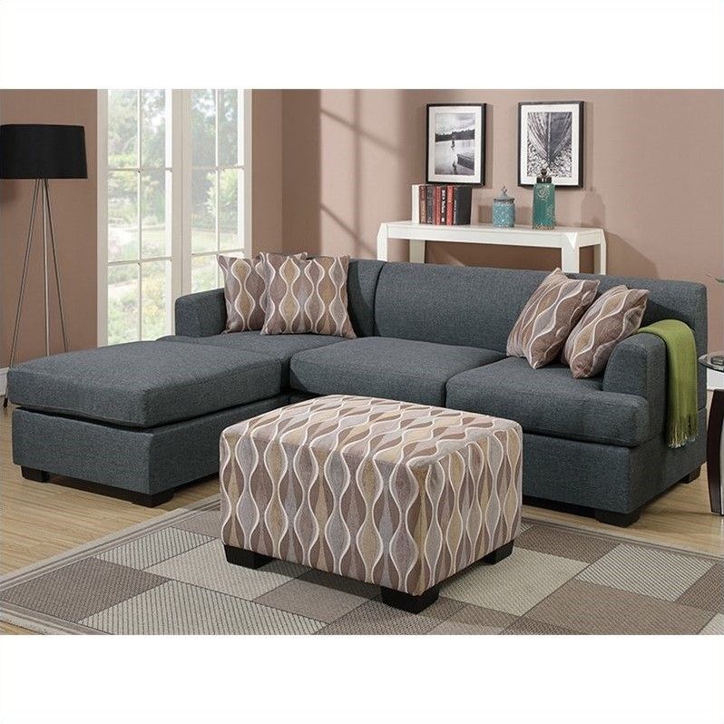 Poundex Bobkona Winfred 2 Piece Reversible Sectional Sofa With Molnar Upholstered Sectional Sofas Blue/gray (View 10 of 15)
