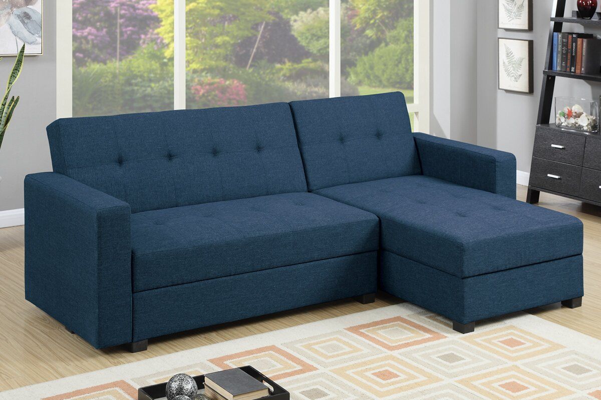 Poundex L Shaped Reversible Sleeper Sectional For Small Pertaining To Copenhagen Reversible Small Space Sectional Sofas With Storage (View 11 of 15)