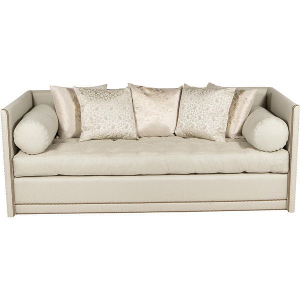 Pre Owned Tufted Sofa With Nailhead Trim ($2,995) Liked On Within Radcliff Nailhead Trim Sectional Sofas Gray (View 2 of 15)