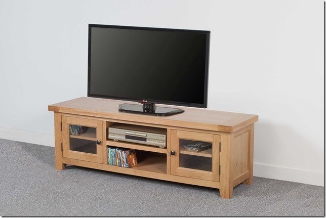 Premier Oak Wide Tv Unit – Woodys Furniture Regarding Wide Oak Tv Unit (Photo 10 of 14)