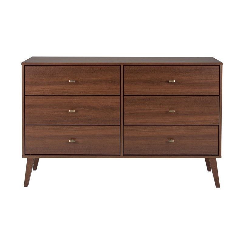 Prepac Milo 6 Drawer Mid Century Modern Dresser In Cherry Intended For Prepac Milo Mid Century Modern 56&quot; Tv Console Stands (View 13 of 15)