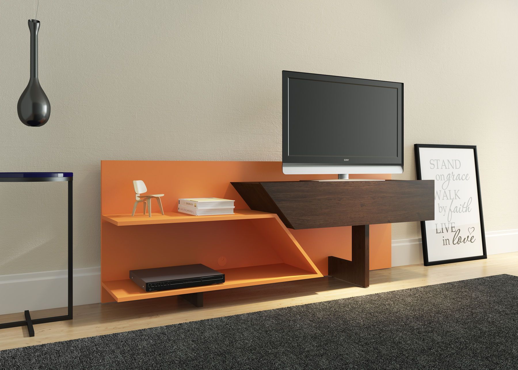 Prisma Espresso / Orange Tv Stand 23802eo Ideaz Within Orange Tv Stands (View 7 of 15)