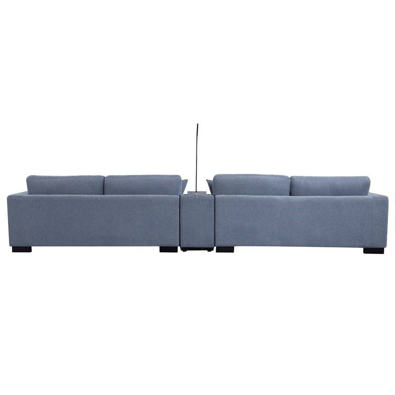 Qiana Sectional Sofa With Pillows In Dusty Blue Fabric – 55235 Throughout Brayson Chaise Sectional Sofas Dusty Blue (View 11 of 15)