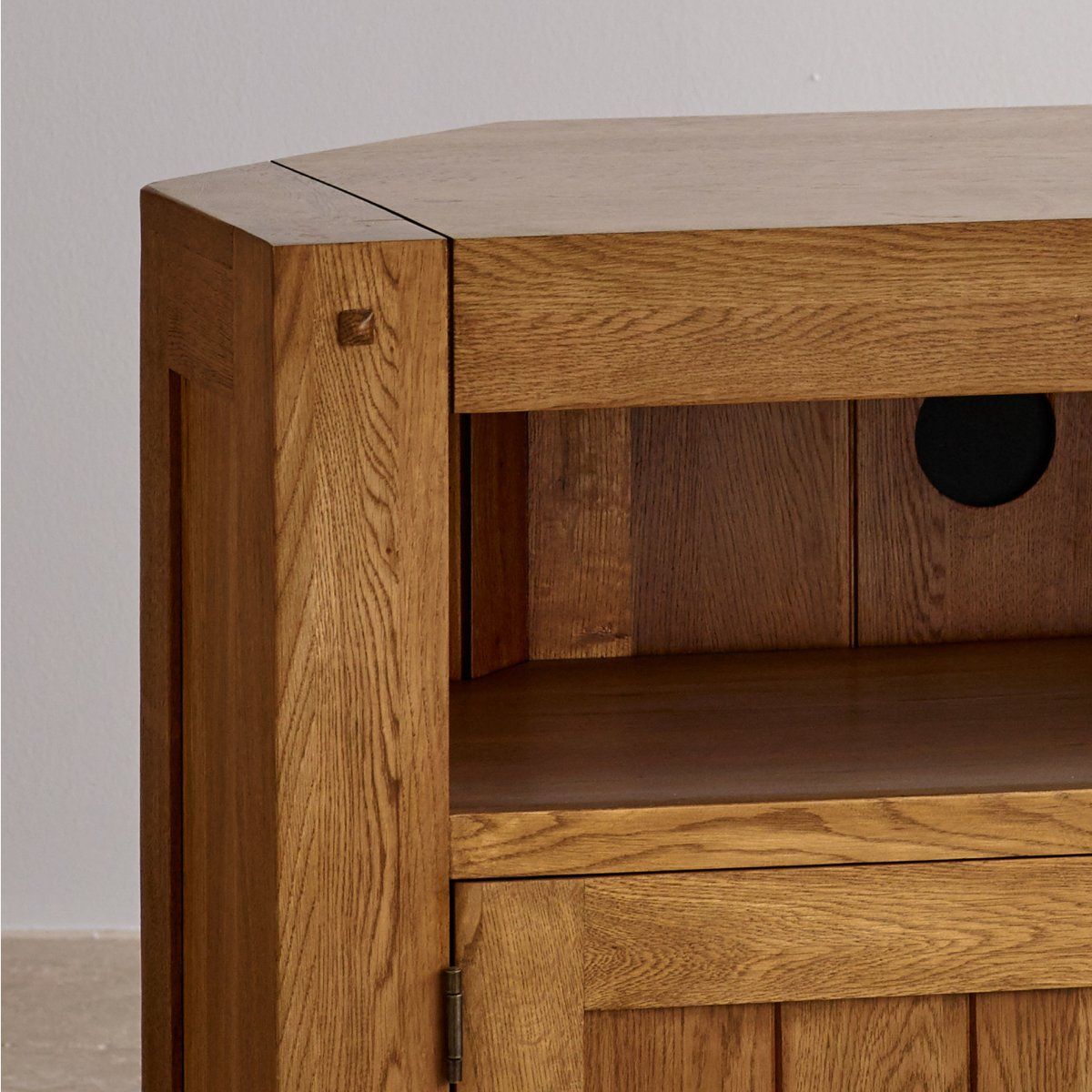 Quercus Corner Tv Cabinet In Rustic Oak | Oak Furniture Land Regarding Rustic Corner Tv Cabinets (View 2 of 15)
