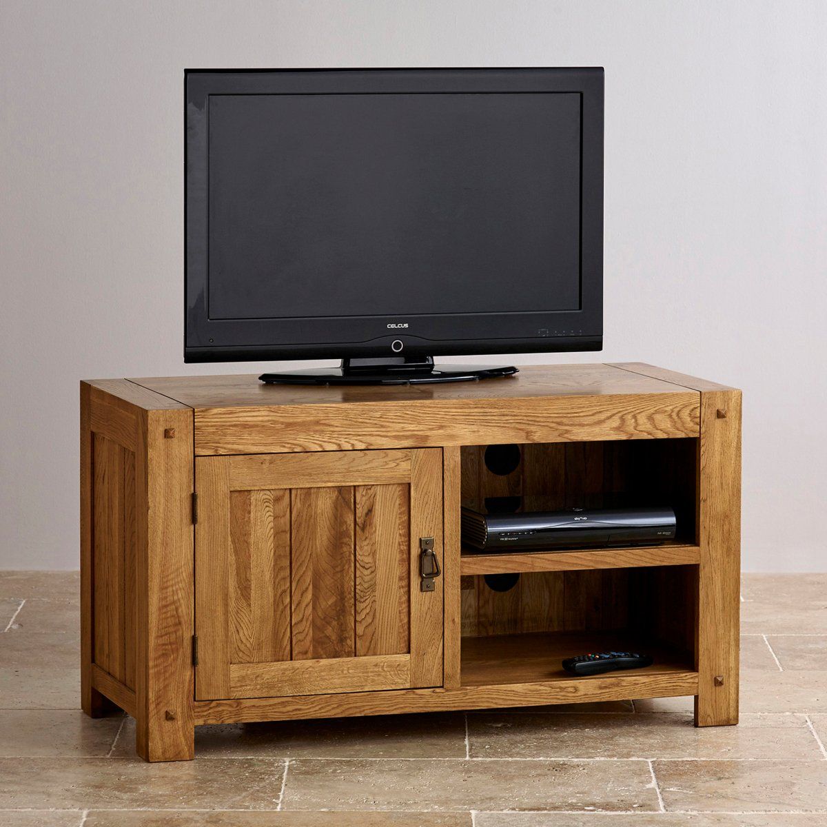 Quercus Tv Cabinet In Rustic Solid Oak | Oak Furniture Land Intended For Sideboard Tv Stands (Photo 1 of 15)