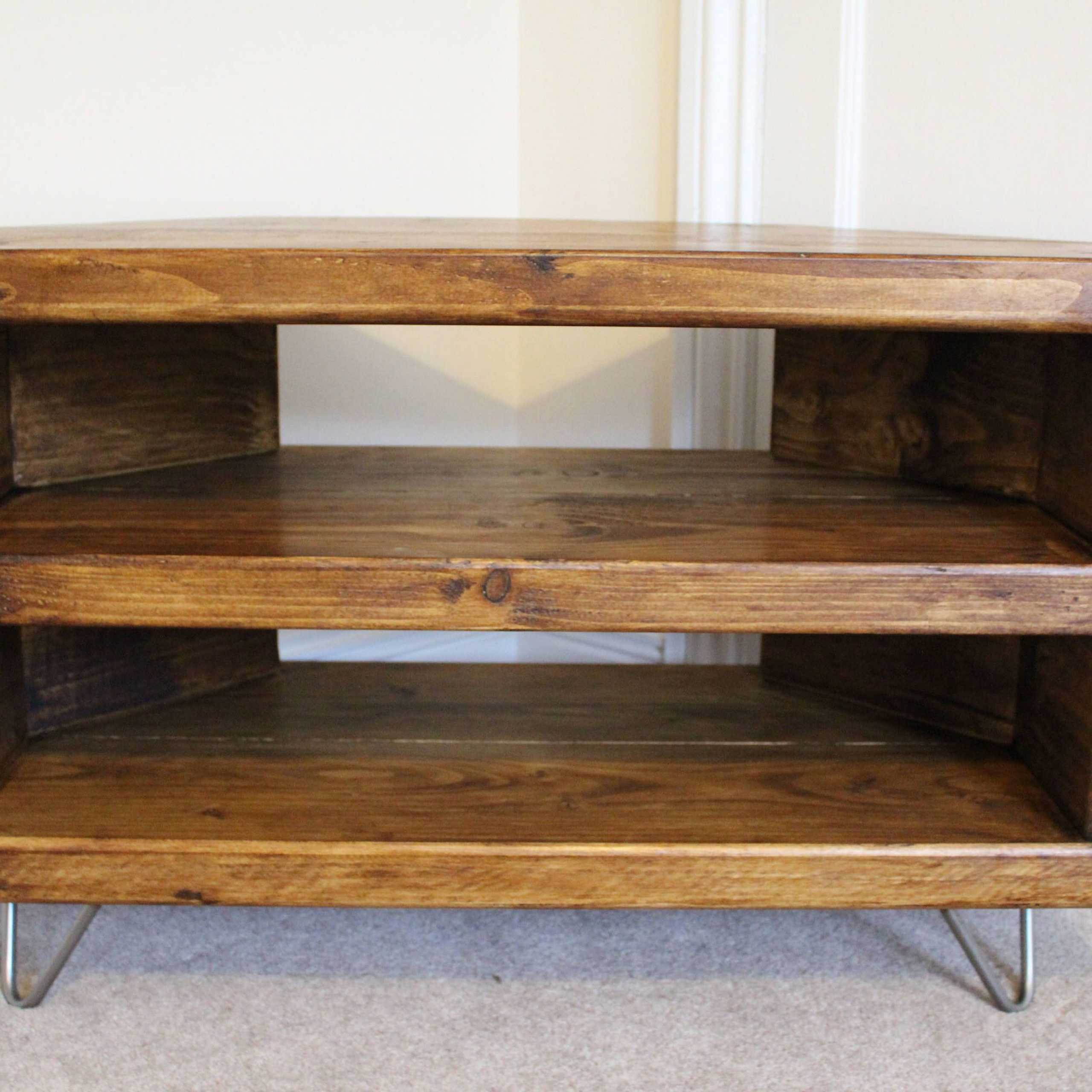 Reclaimed Rustic Wooden Corner Tv Stand Cabinet Unit Solid For Dark Wood Corner Tv Cabinets (View 8 of 15)