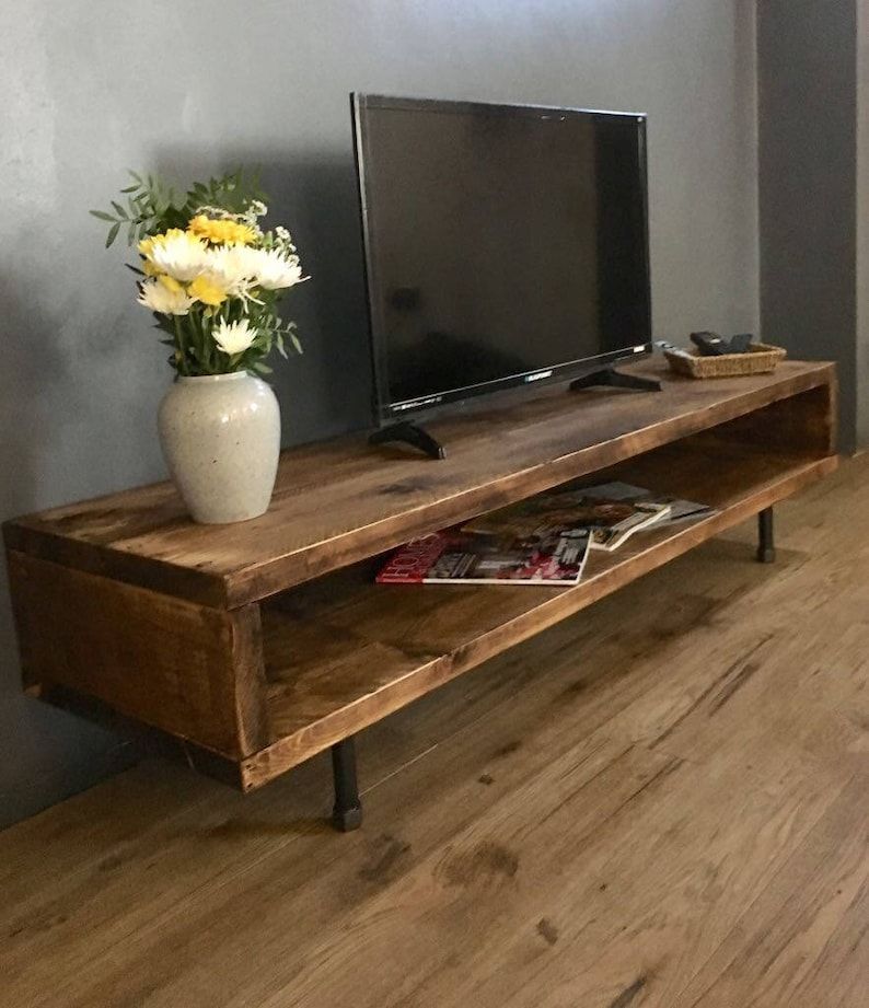 Reclaimed Wood Tv Stand/cabinet 37cm High | Etsy With Owen Retro Tv Unit Stands (View 12 of 15)
