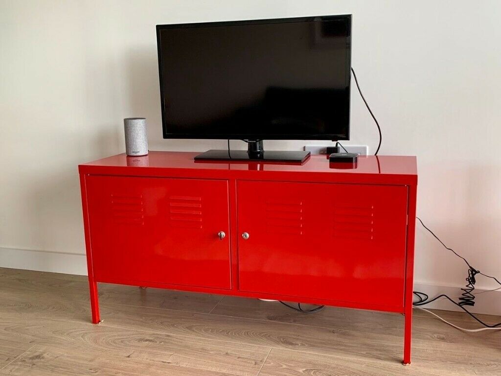 Red Ikea Ps Cabinet, Metal Tv Stand, Media Storage Intended For Lockable Tv Stands (View 9 of 15)