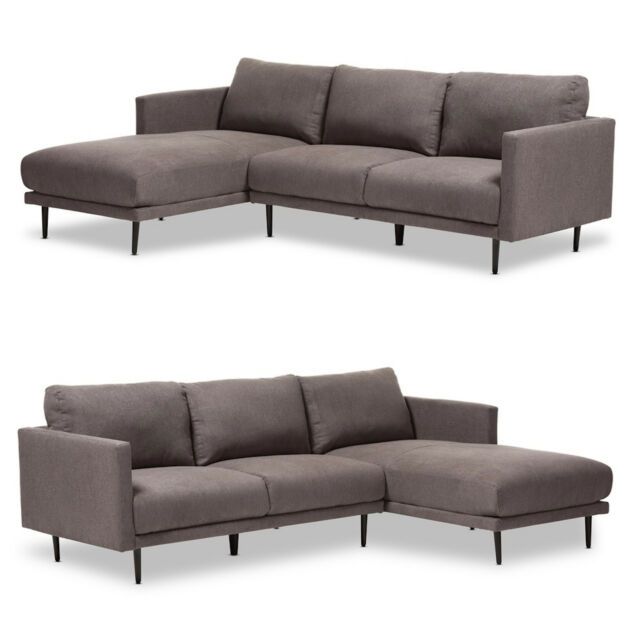 Retro Grey Fabric Left Or Right Facing Chaise Sectional With Dulce Mid Century Chaise Sofas Light Gray (View 14 of 15)