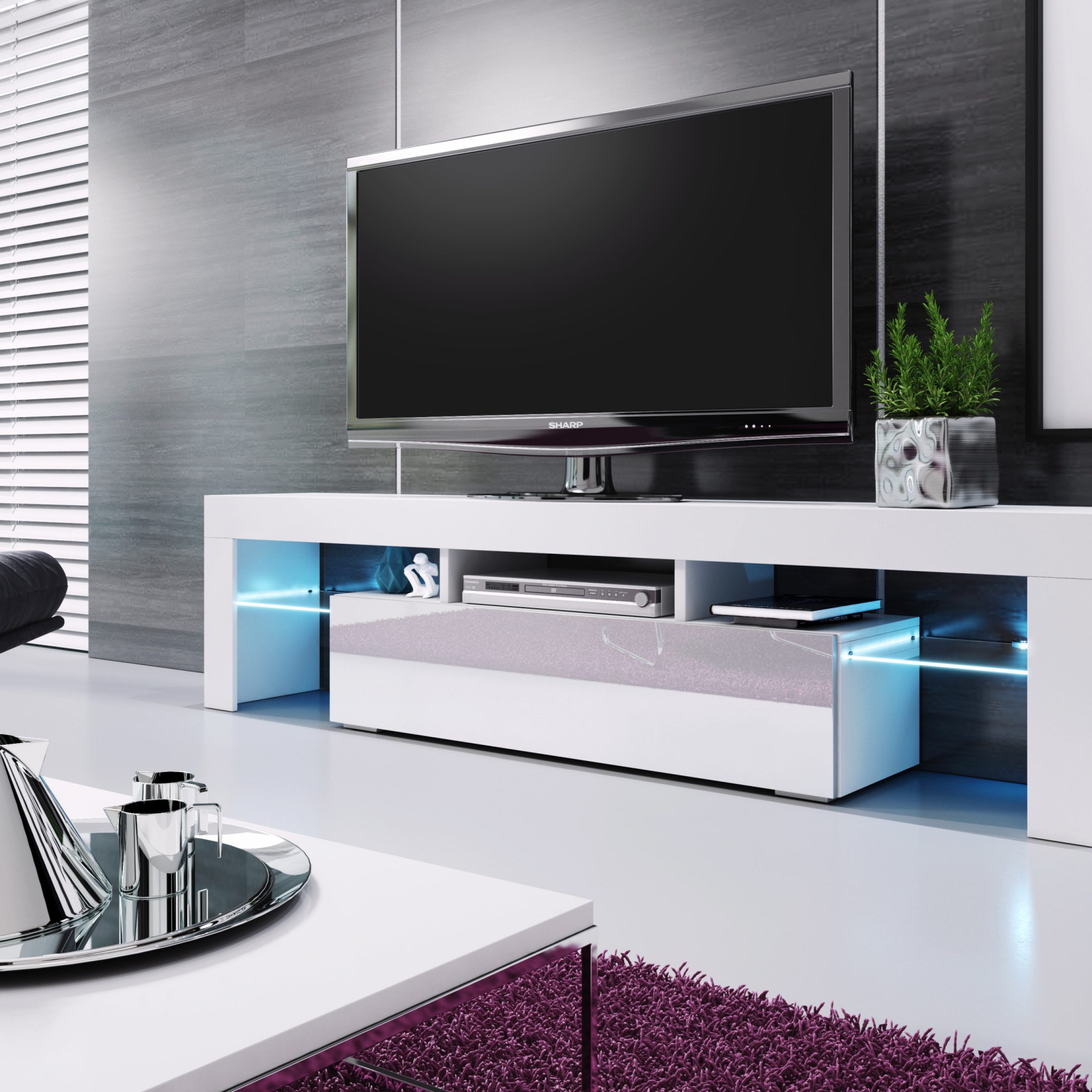 Reva 158 Modern 60" Tv Stand Fits Up To 70" Tv's With Led Pertaining To Led Tv Stands (View 1 of 15)