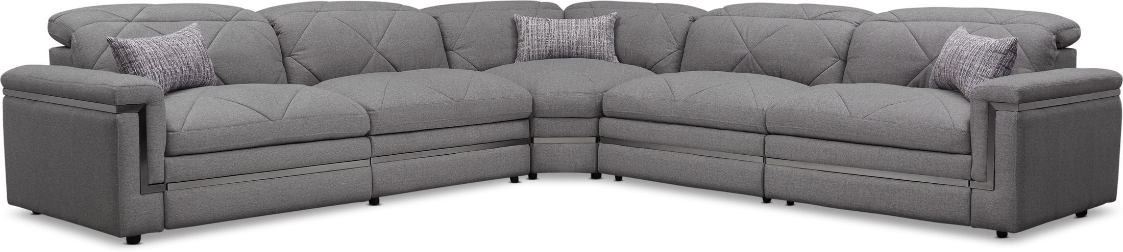 Revel 5 Piece Dual Power Reclining Sectional With 3 Pertaining To Forte Gray Power Reclining Sofas (View 6 of 15)
