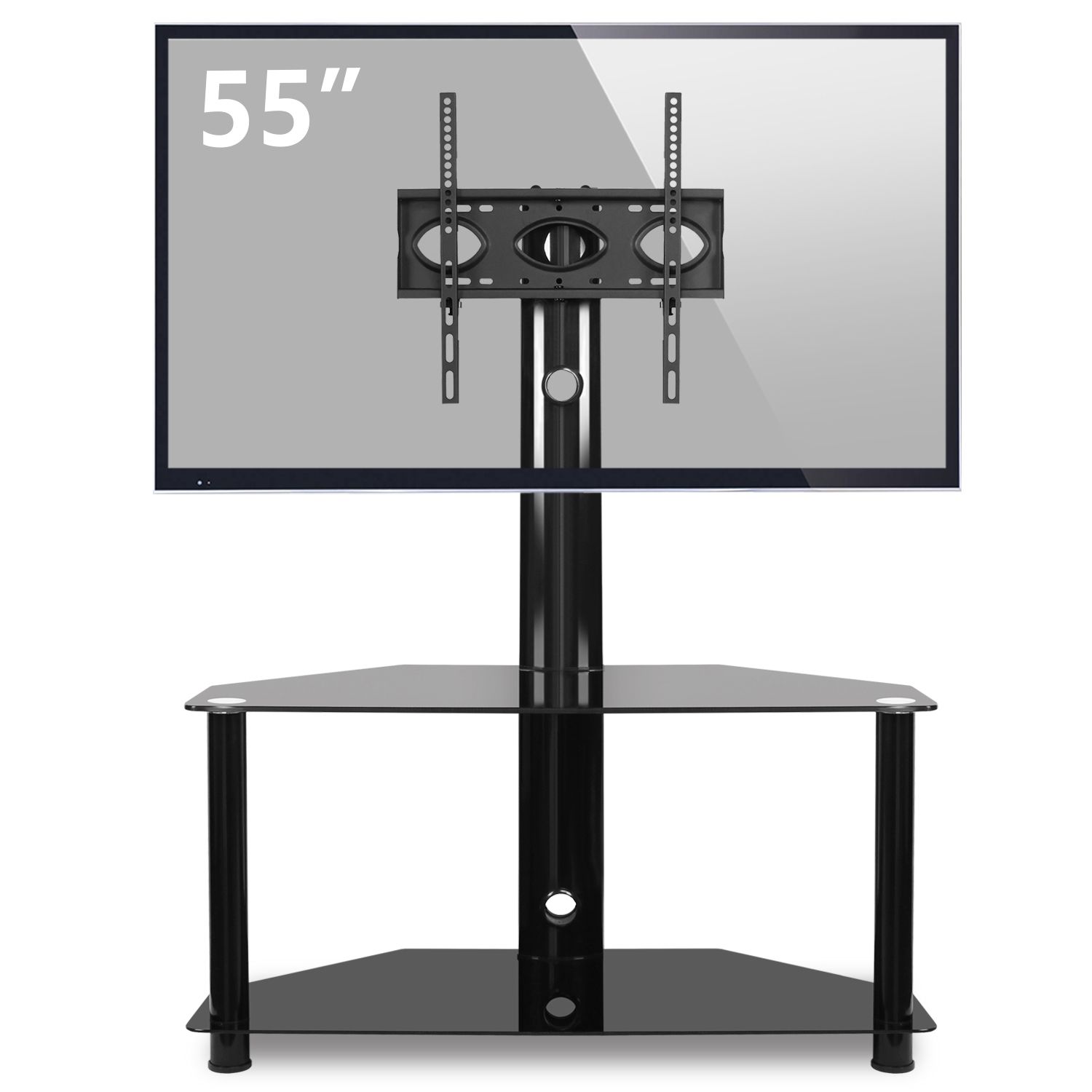 Rfiver Floor Corner Tv Stand With Swivel Mount Height Inside Swivel Tv Stands With Mount (View 4 of 15)