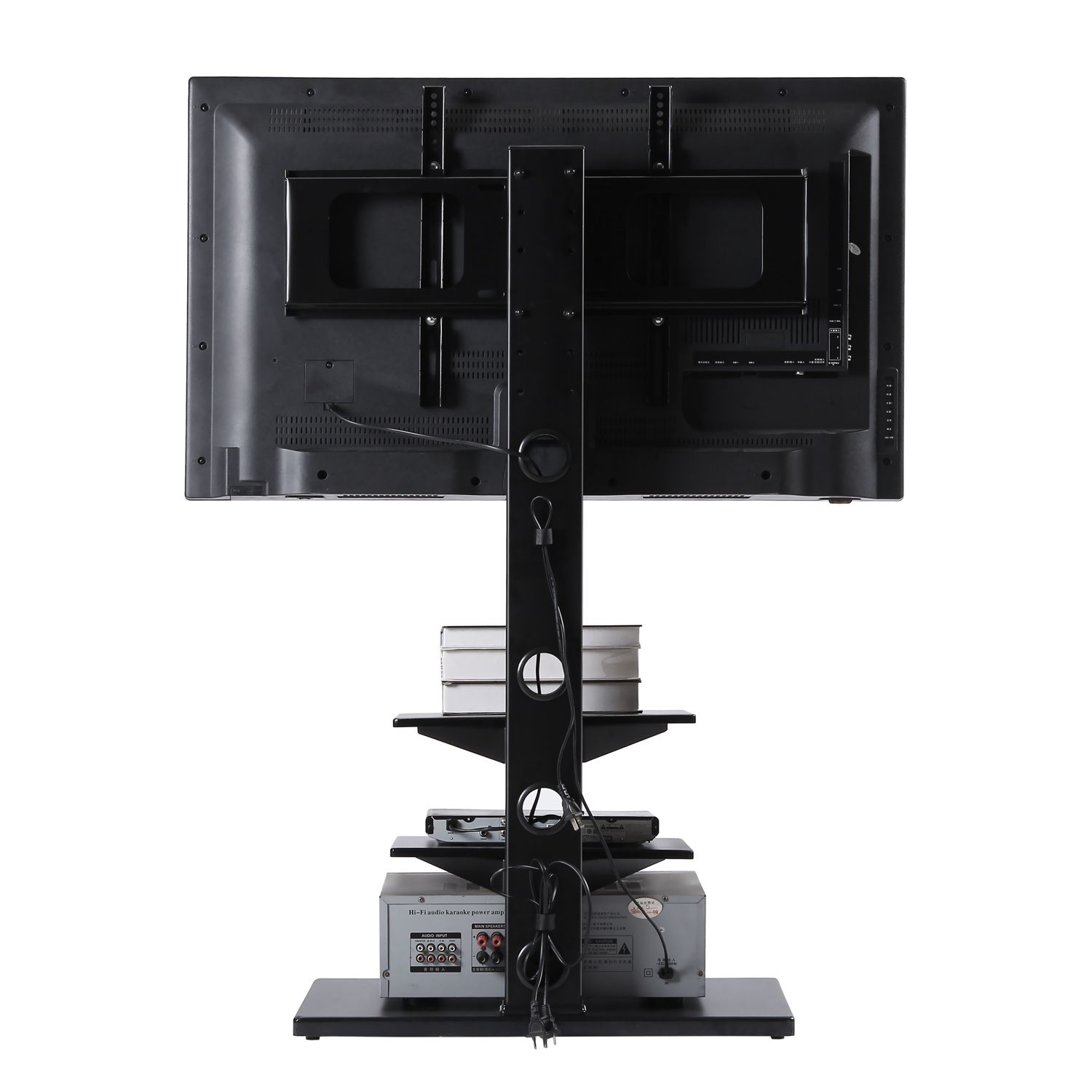 Rfiver Swivel 3 Tiers Floor Tv Stand Height Adjustable 32 Pertaining To Swivel Floor Tv Stands Height Adjustable (Photo 7 of 15)