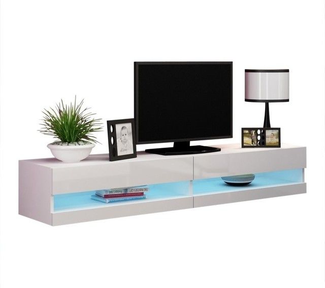 Rigo New Tv Stand – Contemporary – Entertainment Centers With Regard To Milano 200 Wall Mounted Floating Led 79" Tv Stands (View 5 of 15)