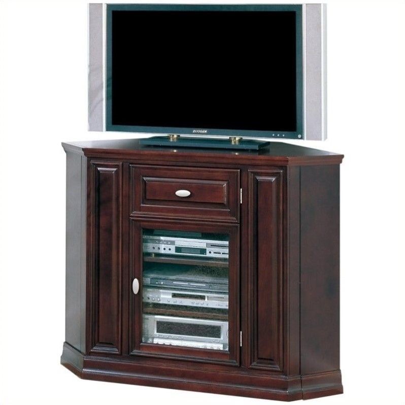 Riley Holliday Tall 46" Corner Tv Stand In Espresso – 86232 With Regard To Tv Stand Tall Narrow (View 4 of 15)