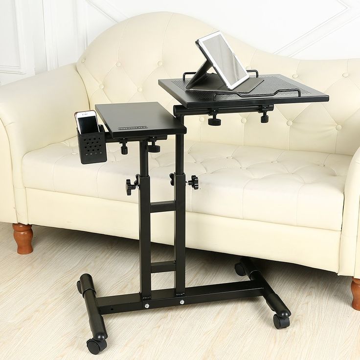 Rolling Mobile Laptop Desk Table | Computer Table, Bed With Regard To Modern Mobile Rolling Tv Stands With Metal Shelf Black Finish (View 11 of 15)